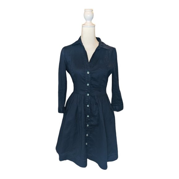 Moulinette Soeurs Vetements Womens Button-Up Dress Pleated Dark Navy Blue Size 0 - Picture 1 of 4